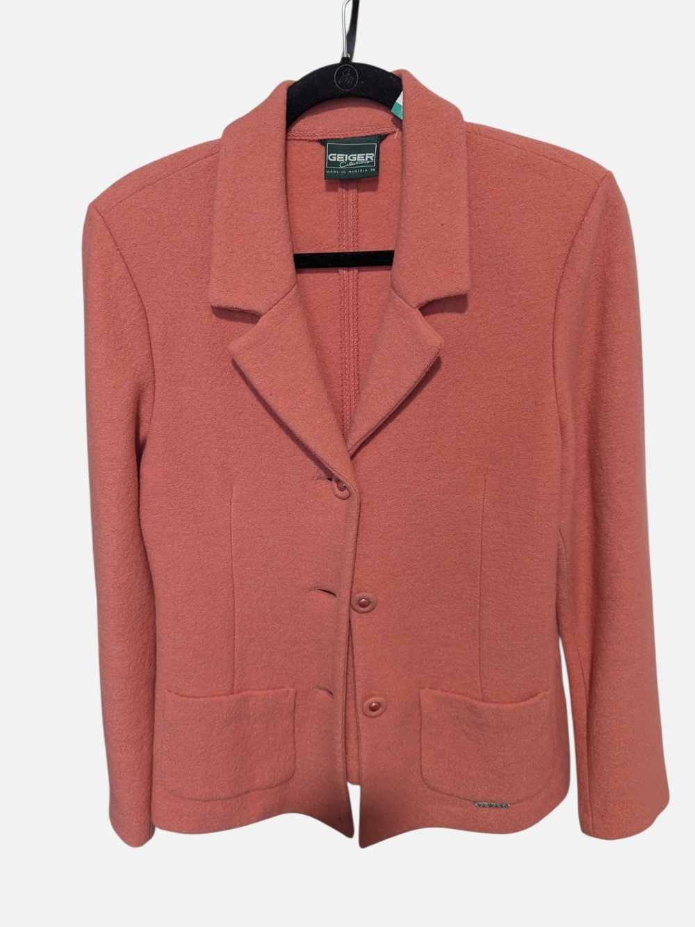 Geiger 100% Pure New Wool Women's Coral Button-Front Blazer Size EU38/US L